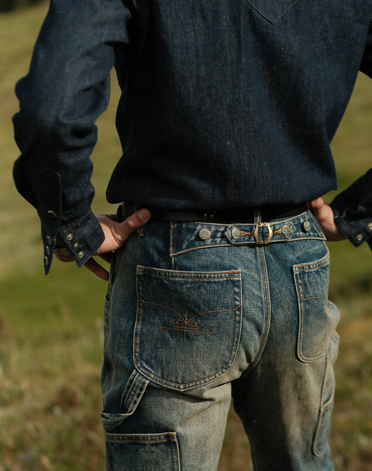 Western Series 16.4OZ Logger Flared jeans-Dirtying Process Wash