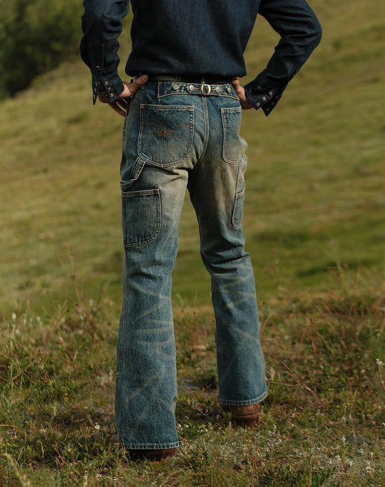 Western Series 16.4OZ Logger Flared jeans-Dirtying Process Wash