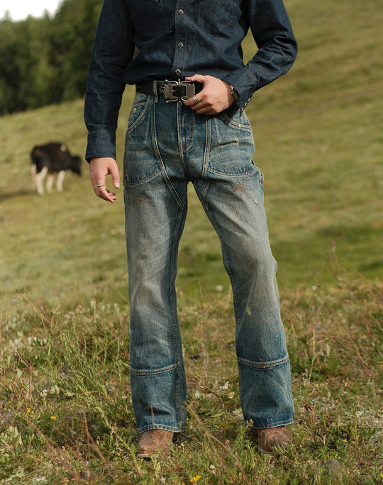 Western Series 16.4OZ Logger Flared jeans-Dirtying Process Wash