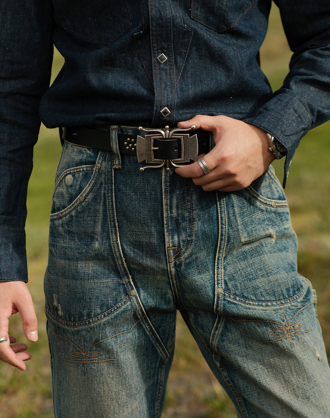 Western Series 16.4OZ Logger Flared jeans-Dirtying Process Wash