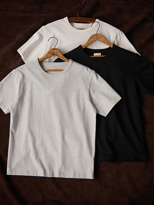 Three-Color Regular-Fit Crew Neck T-shirt-White