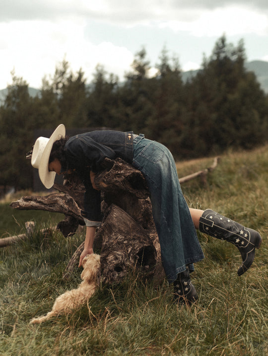 Western Series Denim A-line skirt