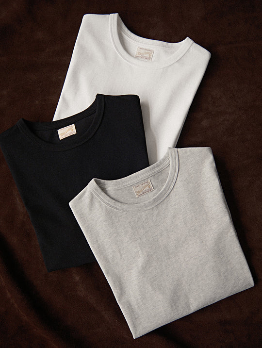 Three-Color Regular-Fit Crew Neck T-shirt-White