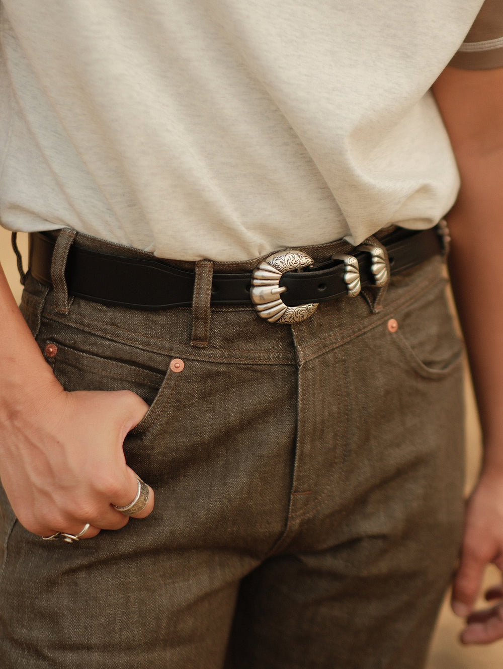 Western American Retro Belt-Vegetable Tanned Leather
