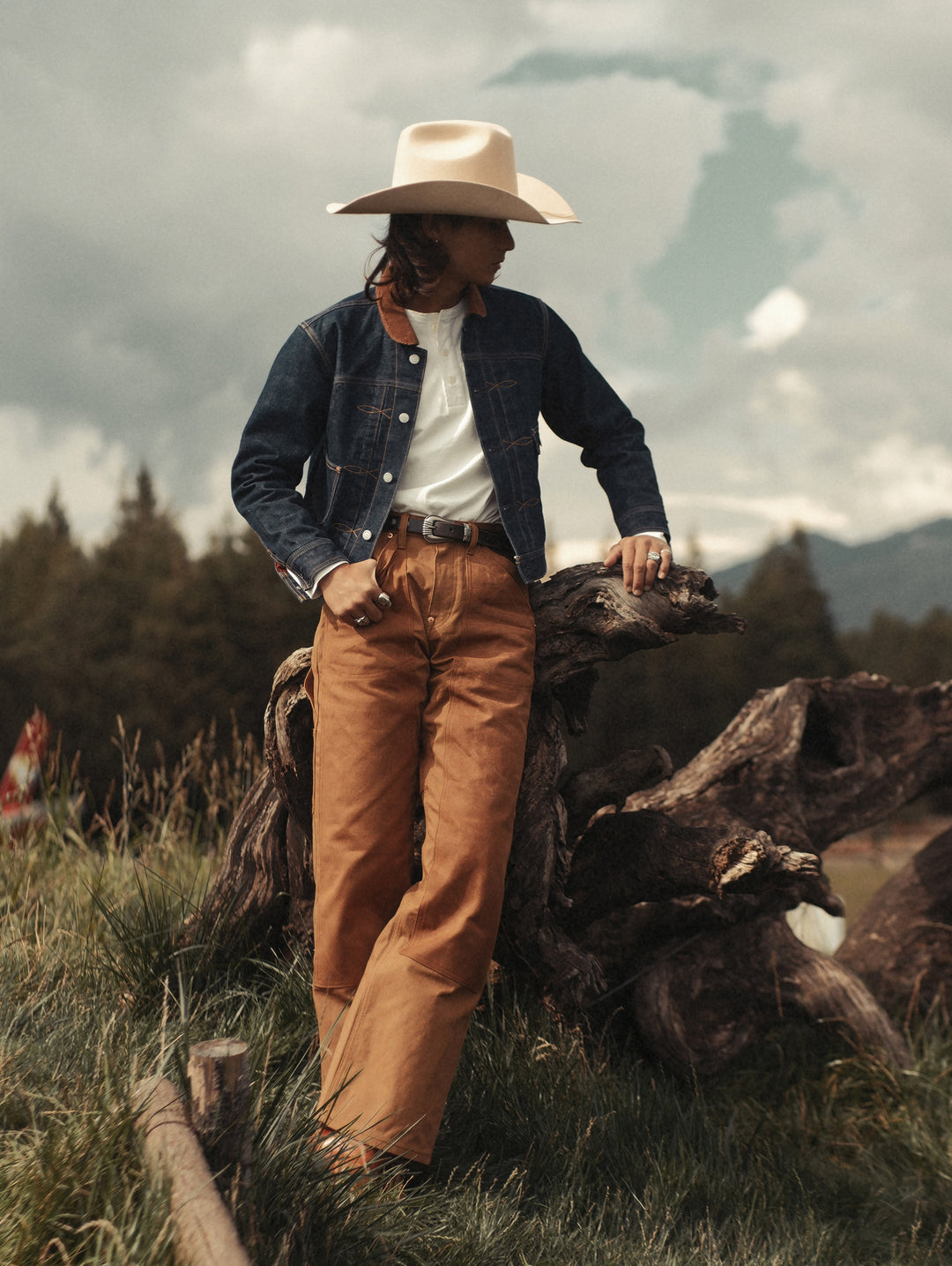 Oil-Waxed Canvas-Panel Double-Knee Logger pants
