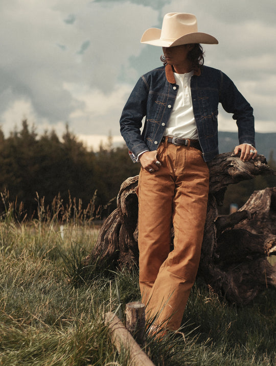 Western Series 14.9oz Houndstooth-Lined Miner Selvedge Denim Jacket