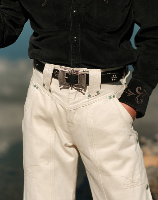 Western Series 14OZ White Denim Spur jeans