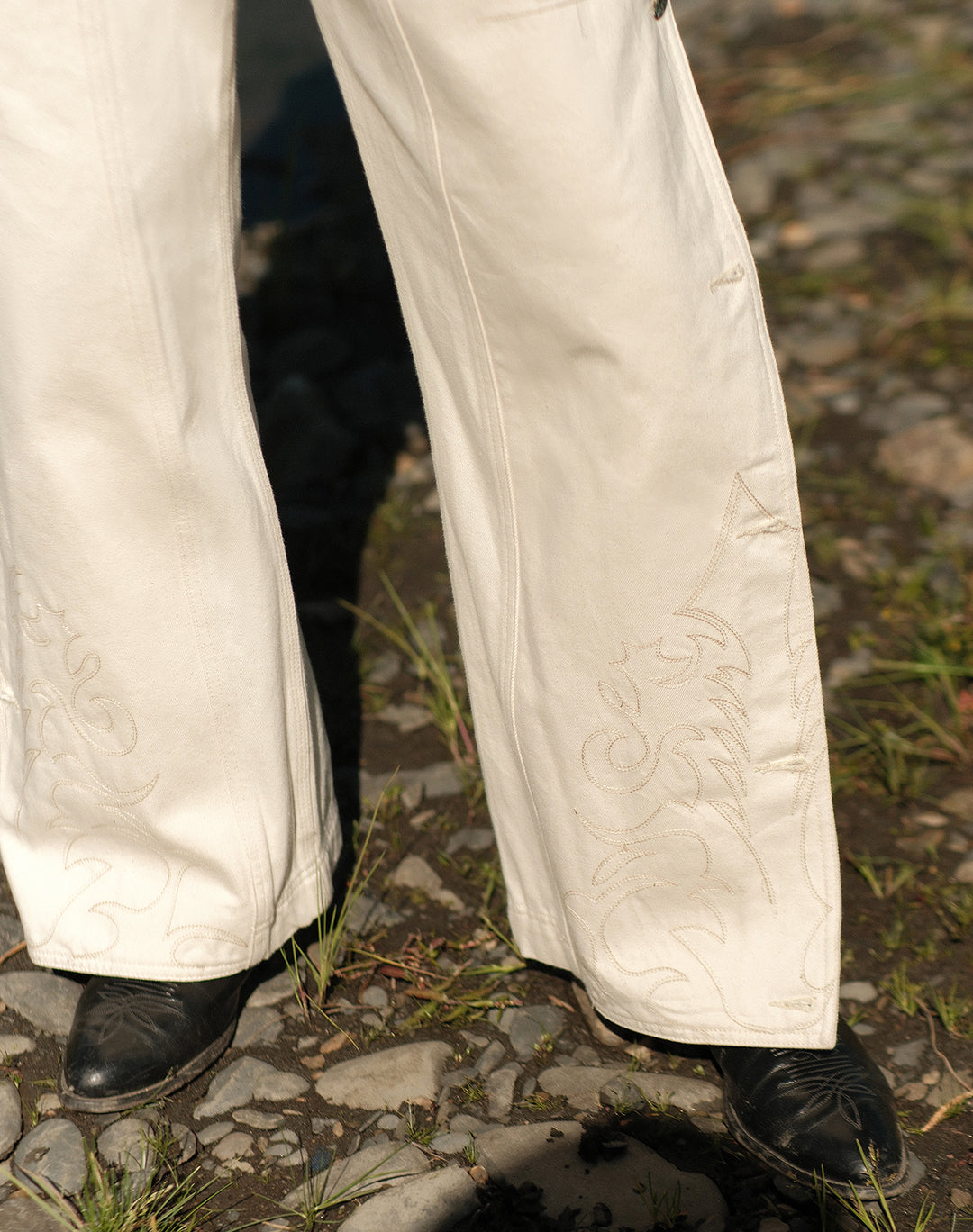 Western Series 14OZ White Denim Spur jeans