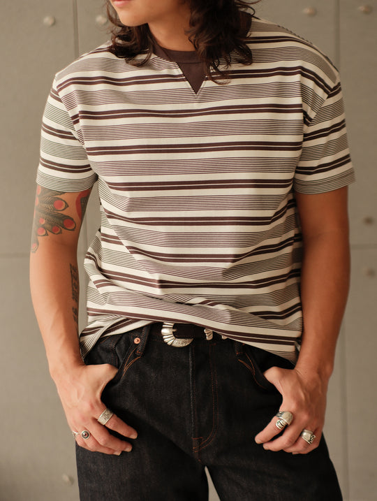 Striped Sports T-shirt-Charcoal Grey