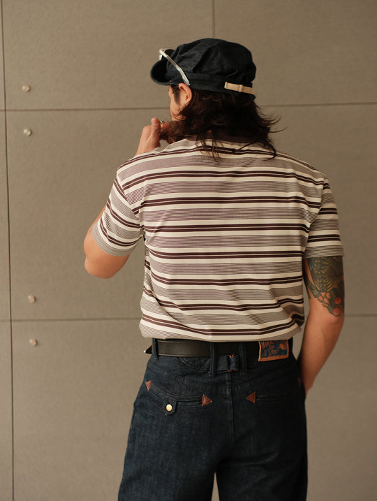Striped Sports T-shirt-Charcoal Grey