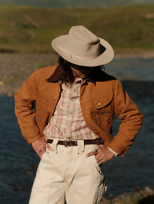 Crocodile-embossed Bamboo Knot Pattern Belt With Horsebit Buckle-Brown