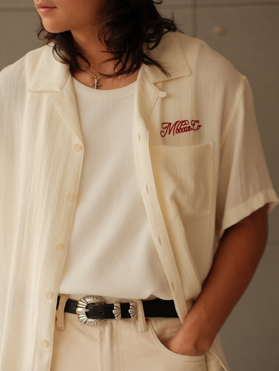 Waffle Tank Top-White