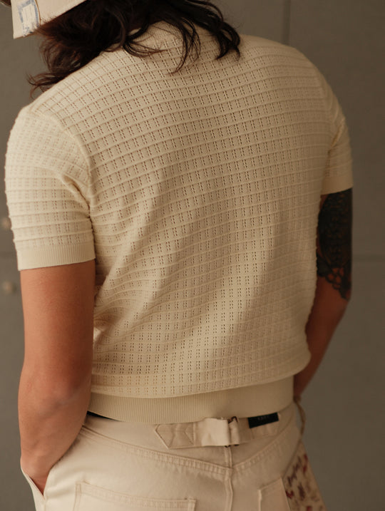 Hollowed-Out Knitted Shirt