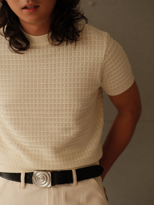 Hollowed-Out Knitted Shirt