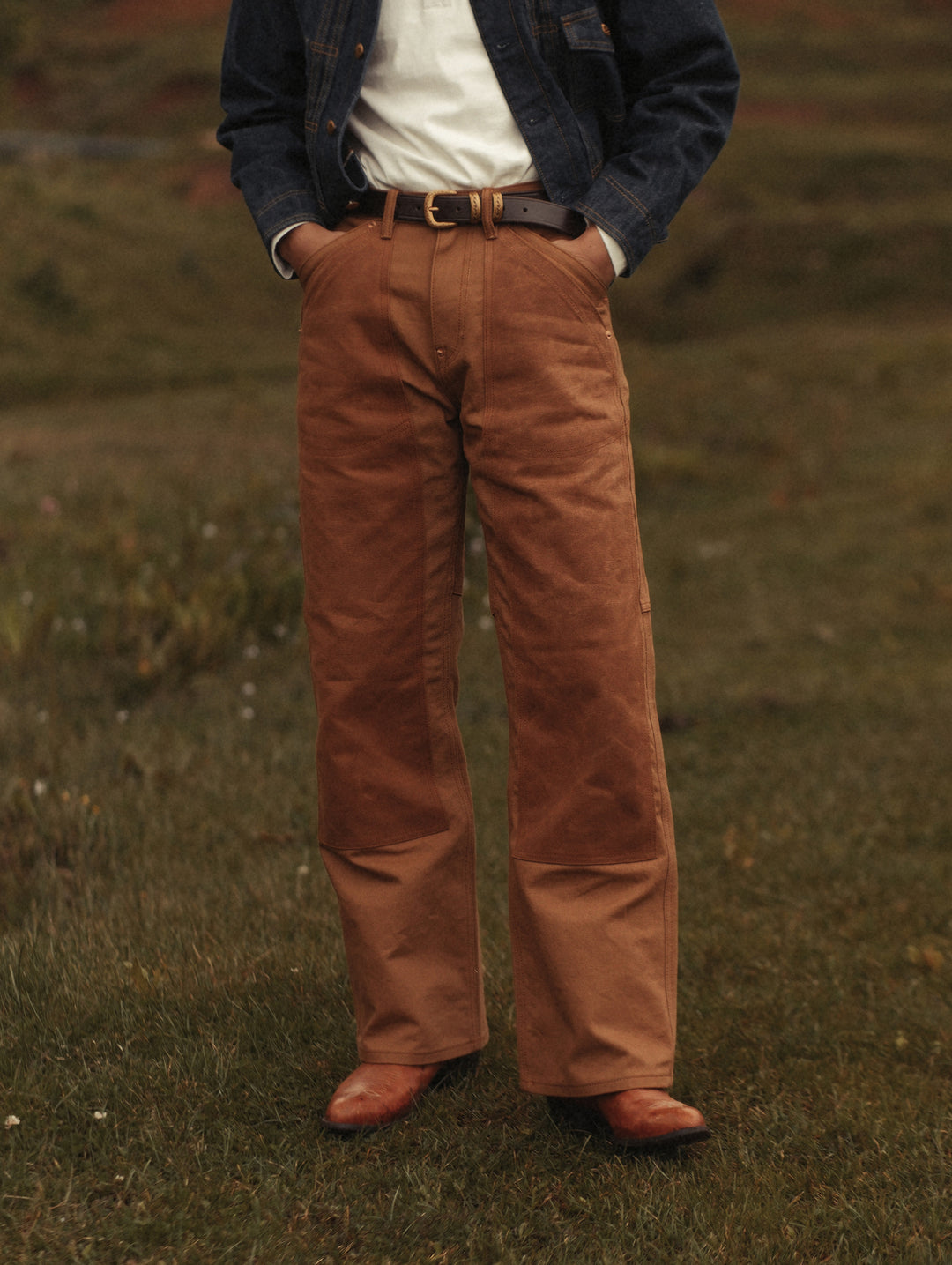 Oil-Waxed Canvas-Panel Double-Knee Logger pants