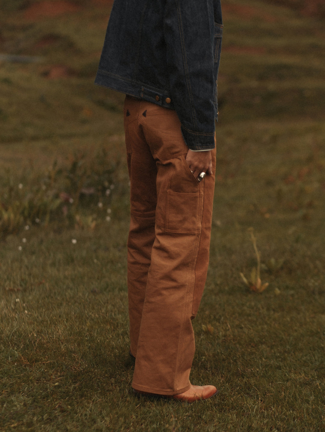 Oil-Waxed Canvas-Panel Double-Knee Logger pants