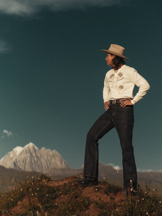 Mvc&Co. Desert Lily Embroidered Henley shirt