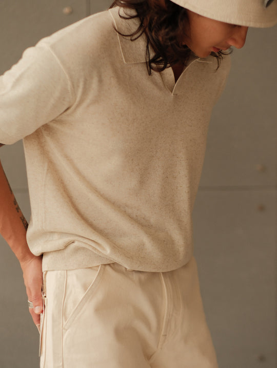 Tencel-Linen Blend Knitted Polo Shirt