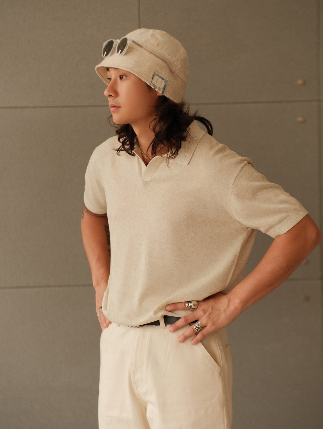 Tencel-Linen Blend Knitted Polo Shirt