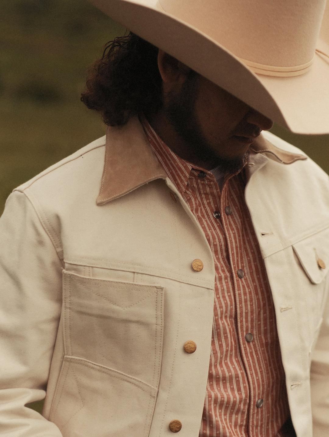 Natural Cottonseed Selvedge Canvas Wool-Blend Lined Cruiser Jacket