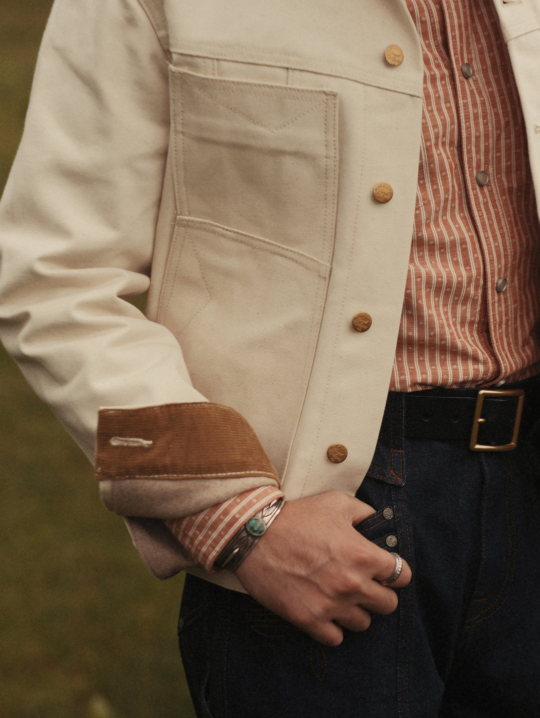Natural Cottonseed Selvedge Canvas Wool-Blend Lined Cruiser Jacket