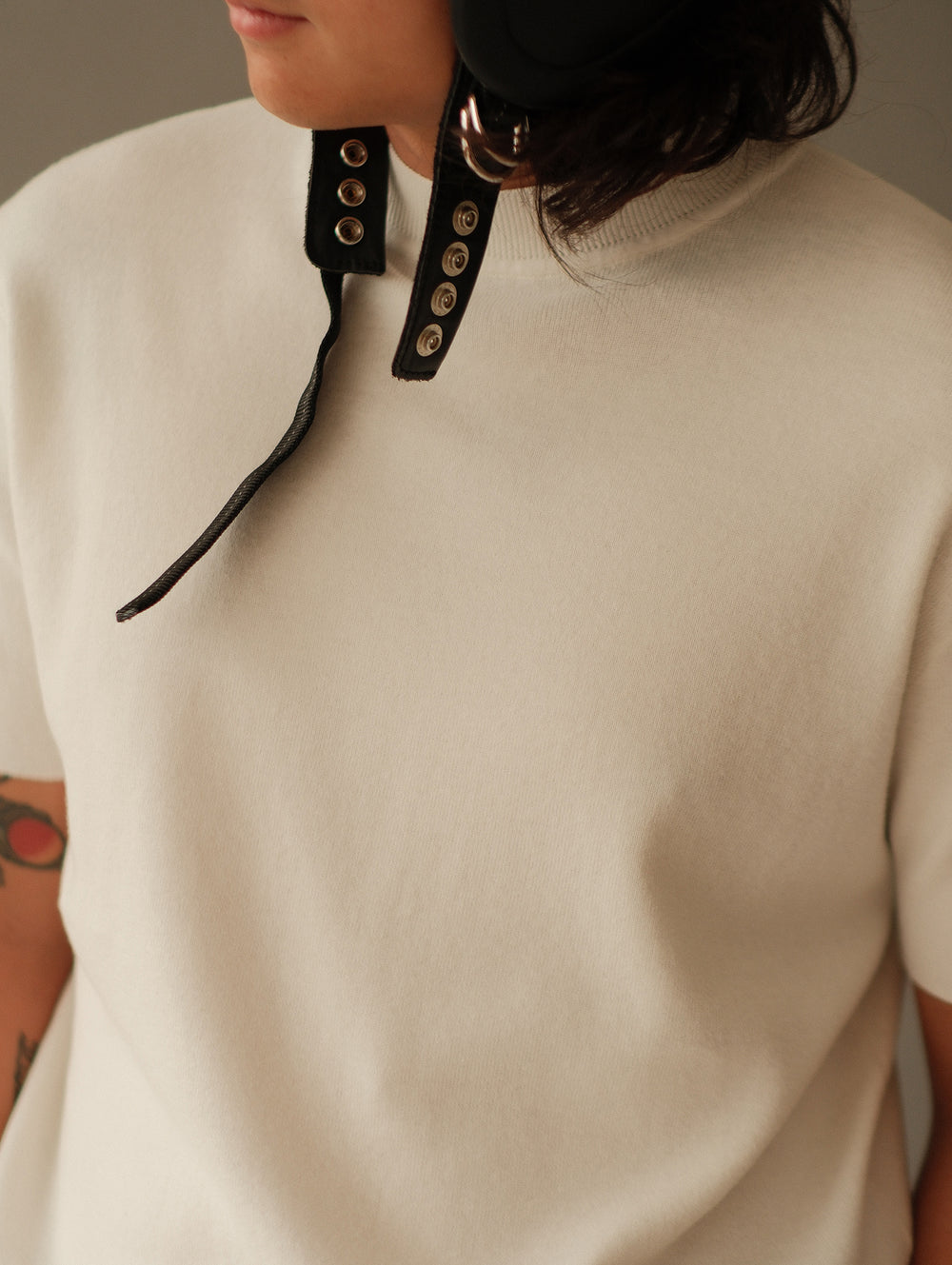 Simple style Knitted Shirt-Milky White