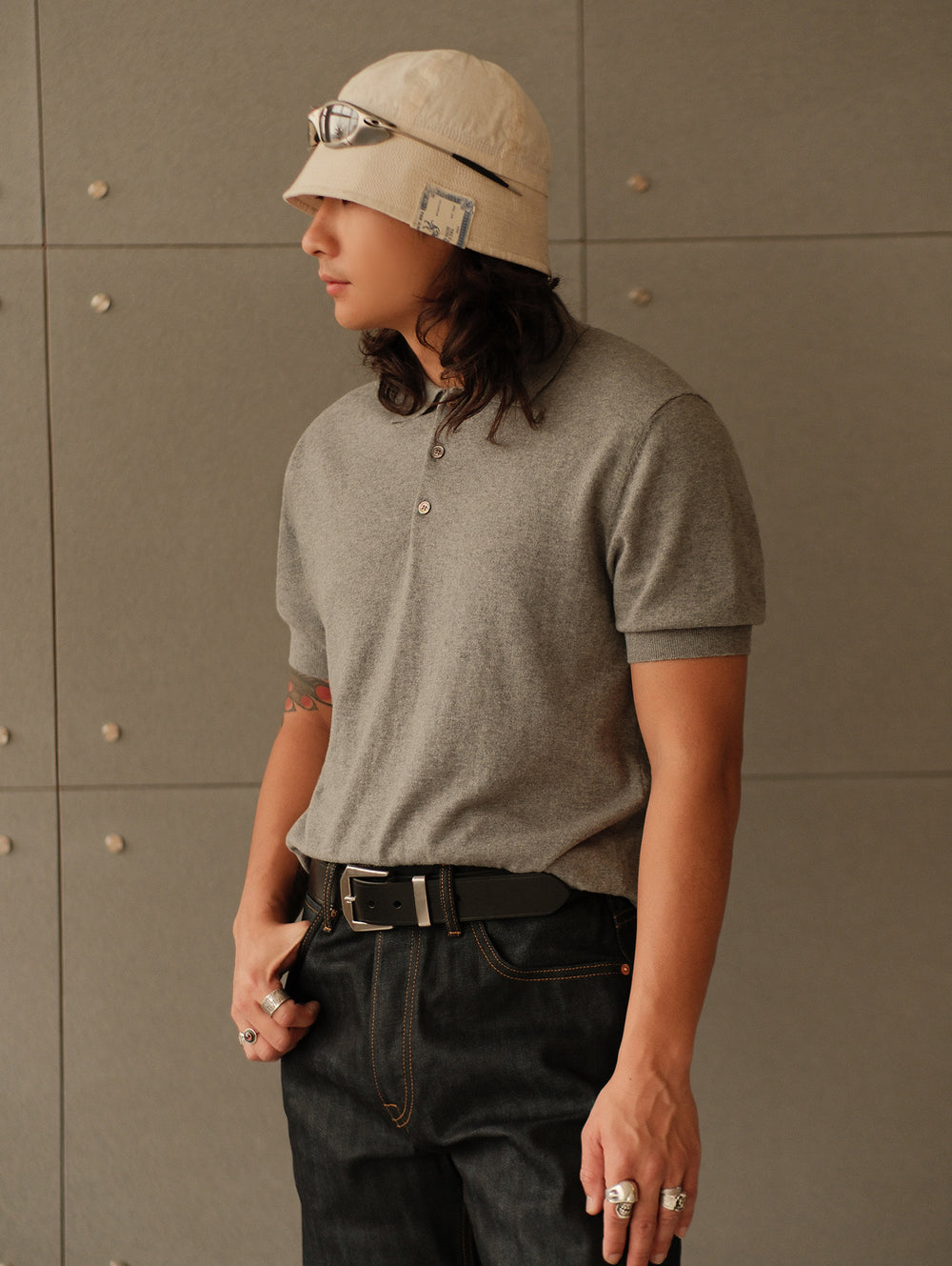 Vintage Heather Polo Knitted Shirt