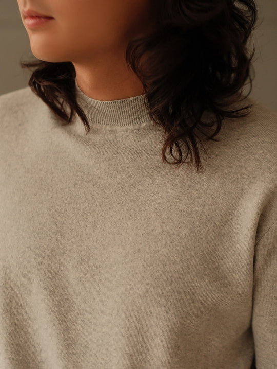 Simple style Knitted Shirt-Light Flecked Grey