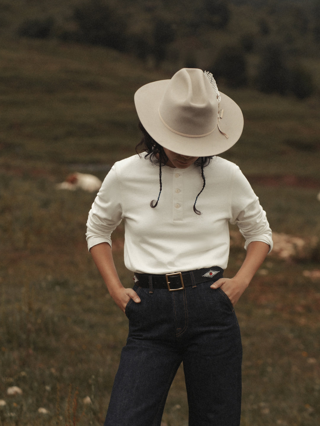 Women's Classic Long-sleeve Henley shirt-White