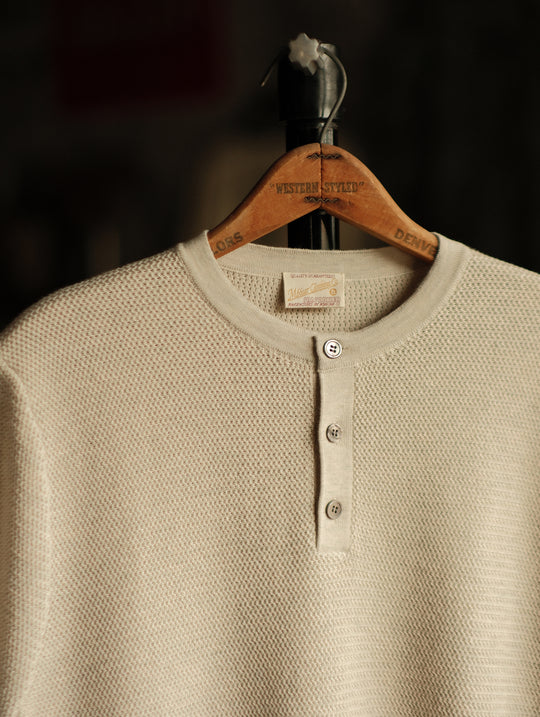 Henley Knitted Shirt-Beige gray