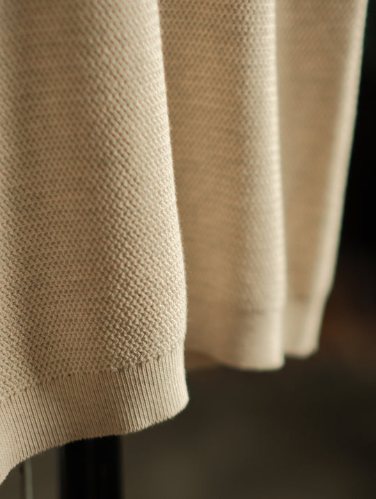 Henley Knitted Shirt-Beige gray