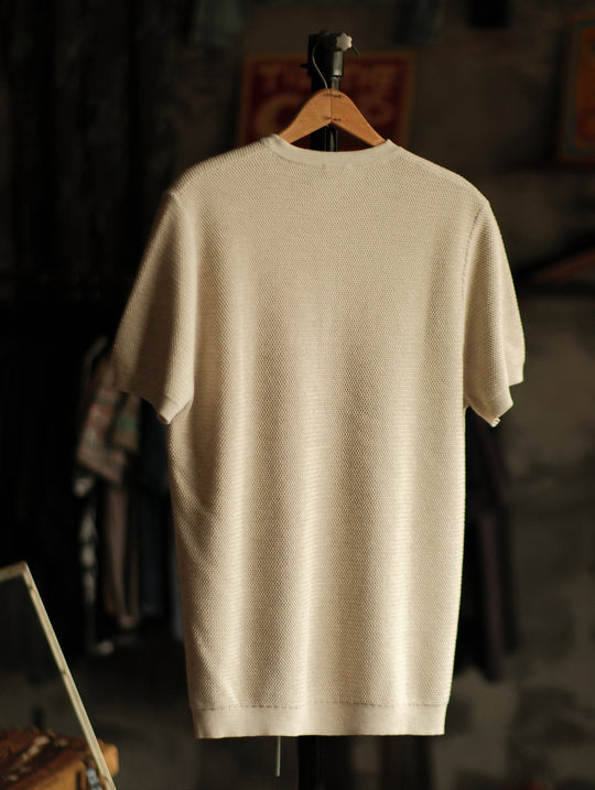 Henley Knitted Shirt-Beige gray