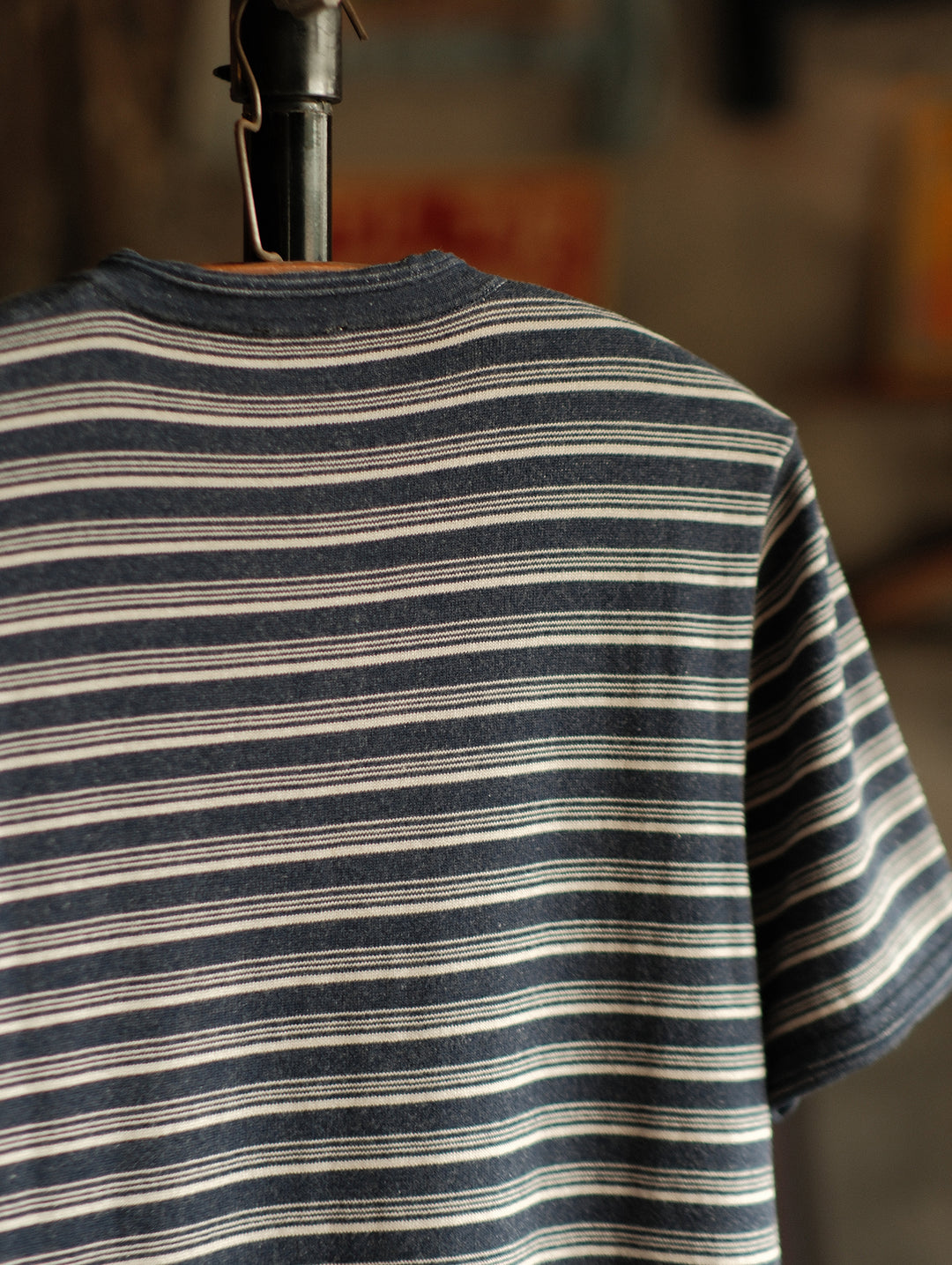 Henley Knitted Shirt-Navy Striped Heather