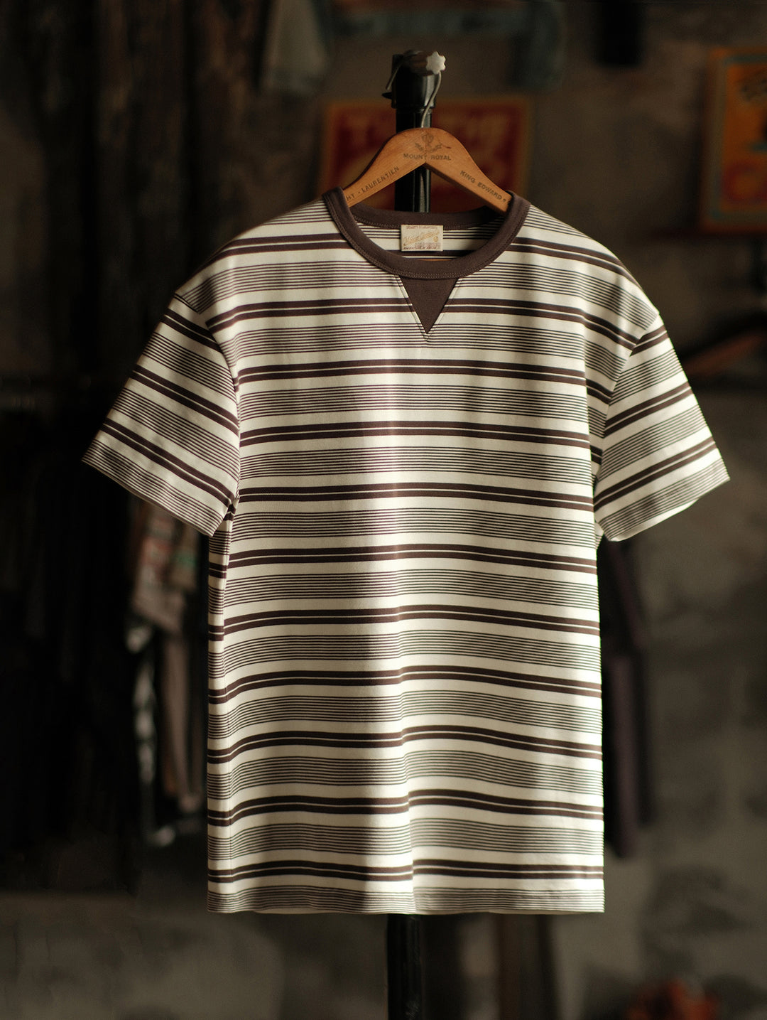 Striped Sports T-shirt-Charcoal Grey