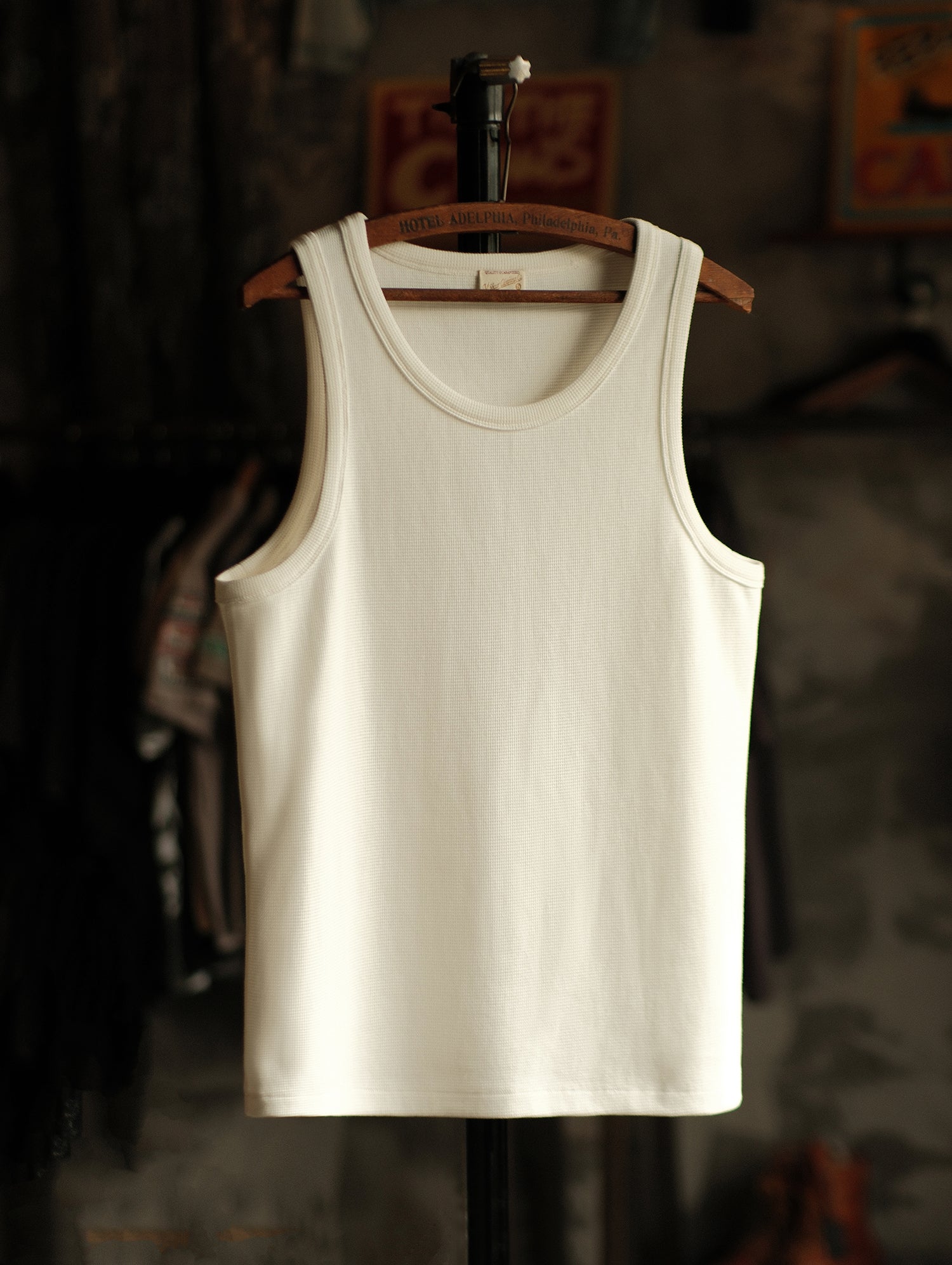 Waffle Tank Top-White|MBBCAR|menswear