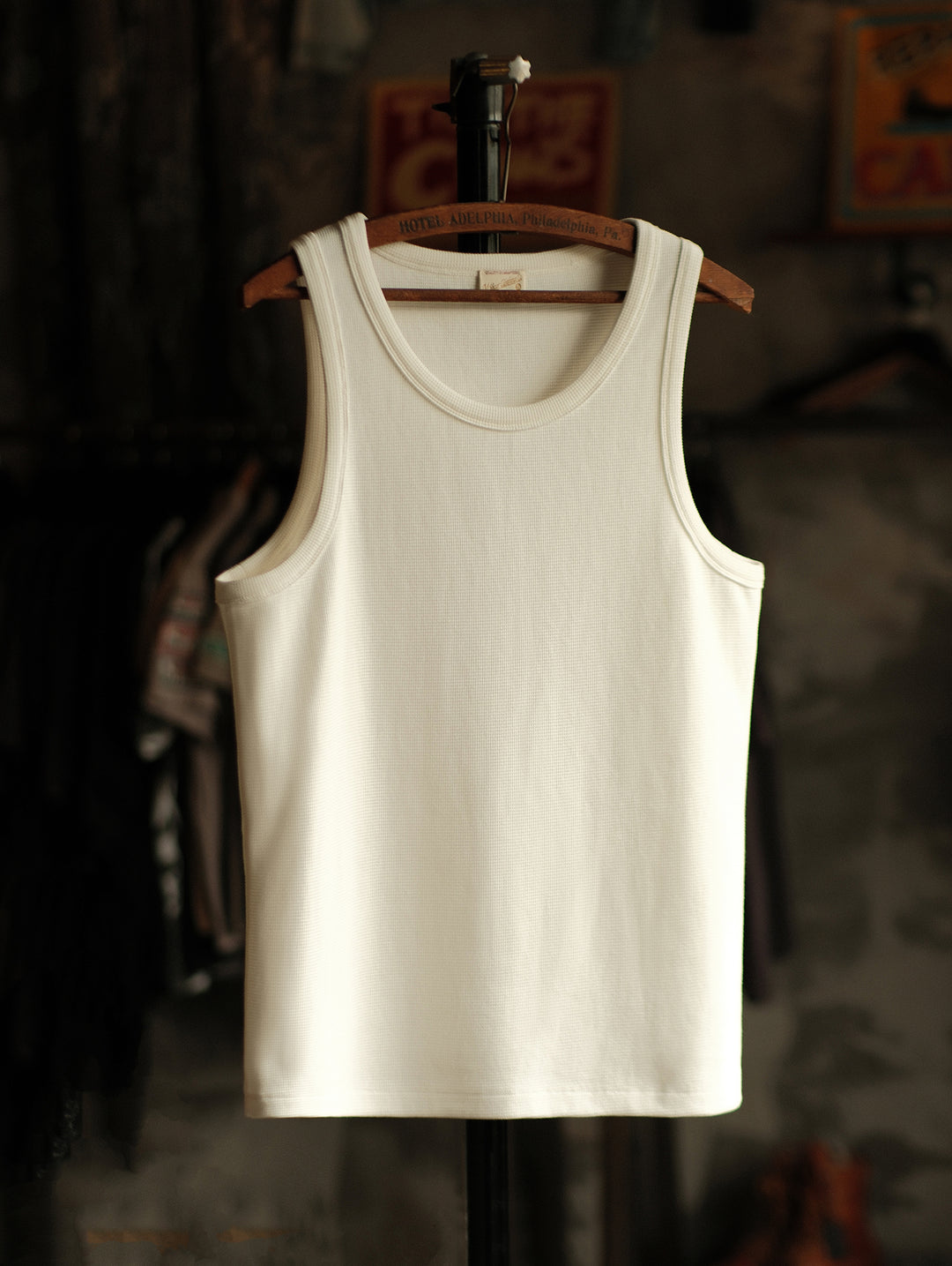 Waffle Tank Top-White