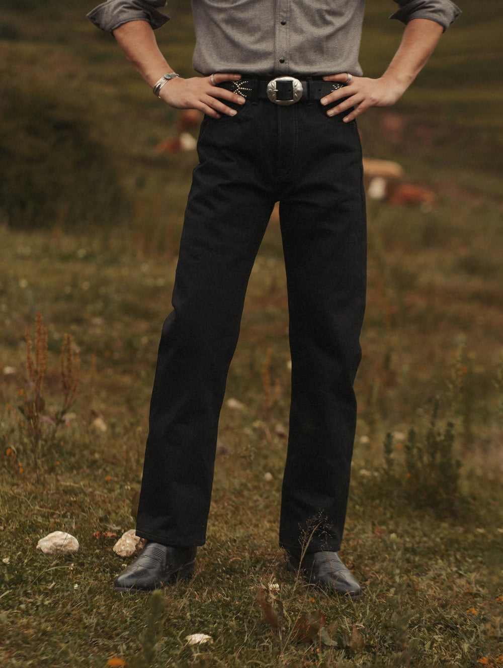 22.4OZ Carbonized Black Swordsman Straight-Leg jeans