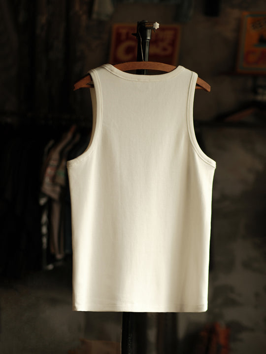 Waffle Tank Top-White