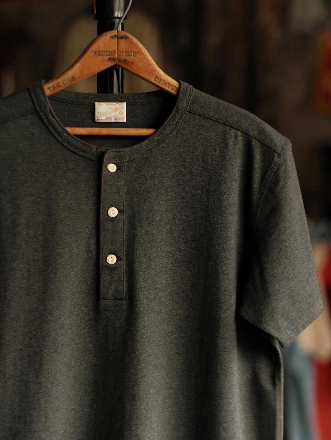 240-gram Flecked Grey Henley shirt