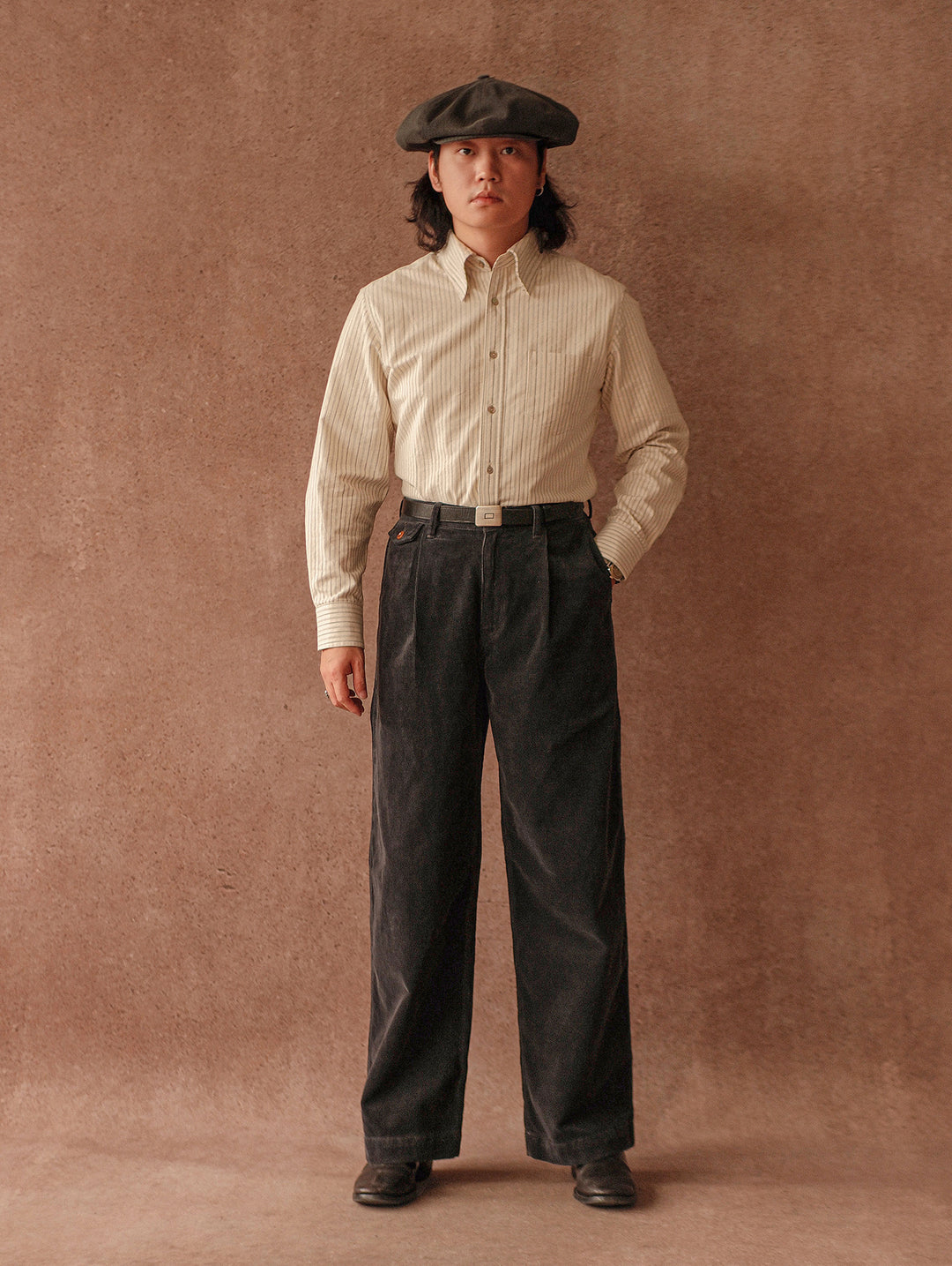 Corduroy Chino pants-Charcoal Blue