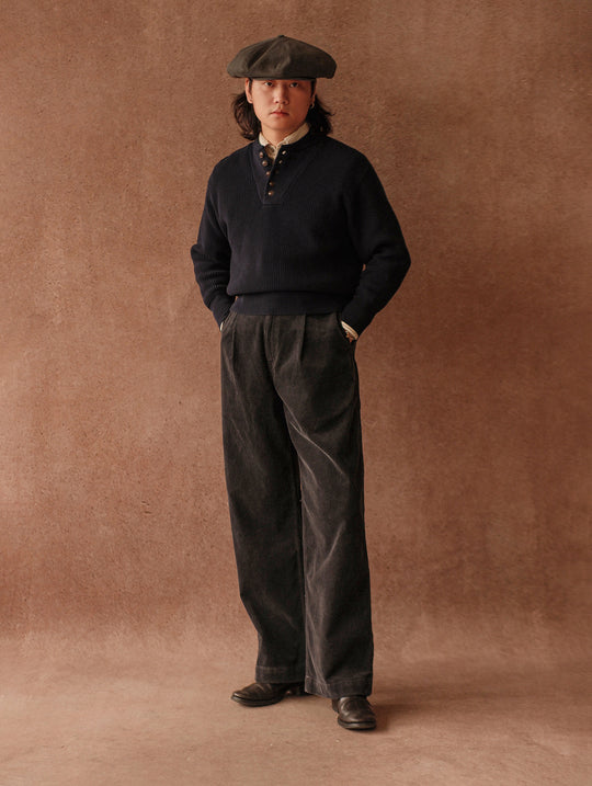 Corduroy Chino pants-Charcoal Blue