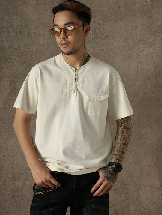 Fabric Loop Button Henley T-shirt