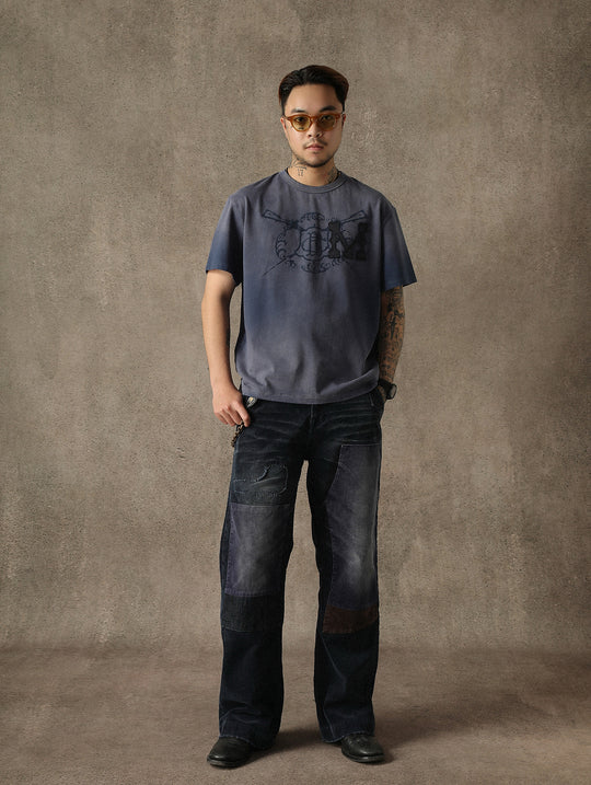 Sun-Faded Aged Patchwork T-shirt