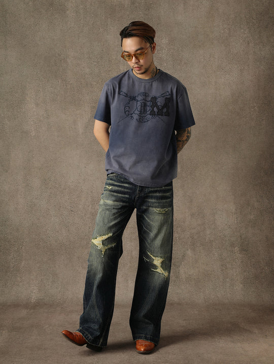 Sun-Faded Aged Patchwork T-shirt