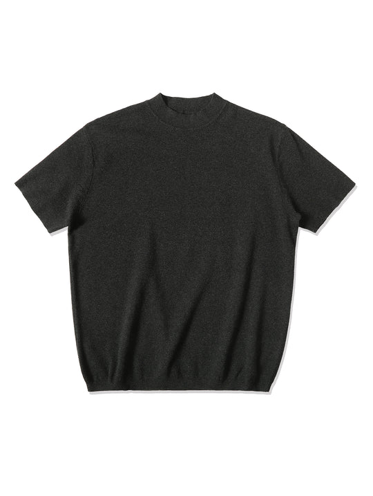 Simple style Knitted Shirt-Dark Flecked Grey
