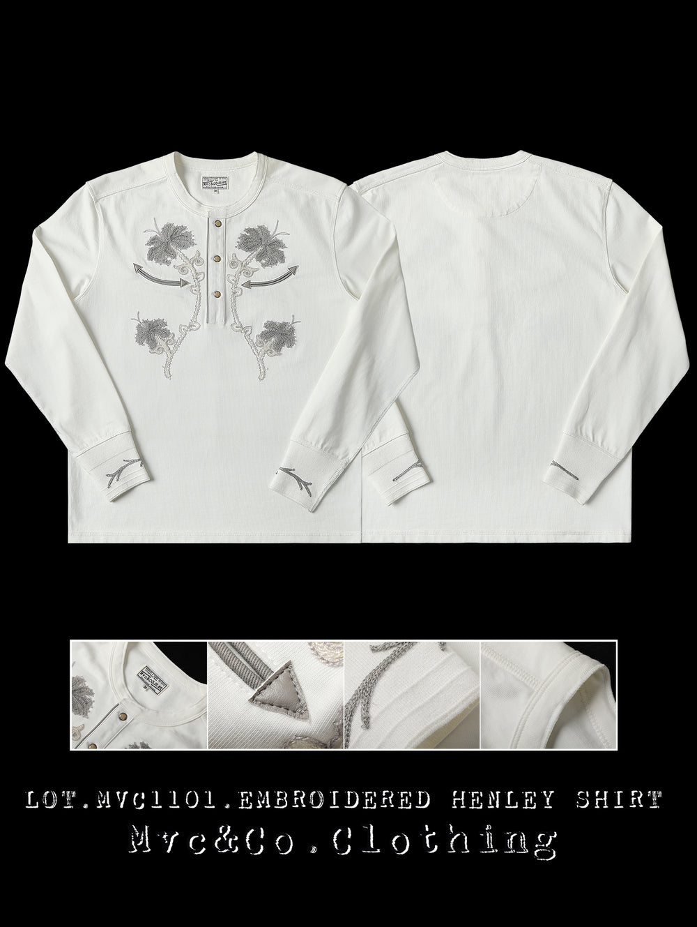 Mvc&Co. Desert Lily Embroidered Henley shirt
