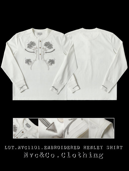 Mvc&Co. Desert Lily Embroidered Henley shirt